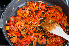 Peppers sliced Turkey from the pan