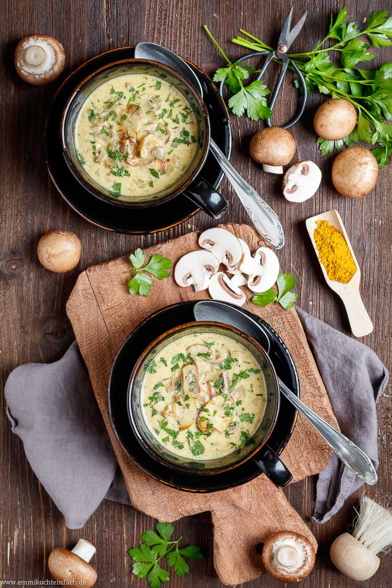 Champignon Suppe mit Curry - www.emmikochteinfach.de
